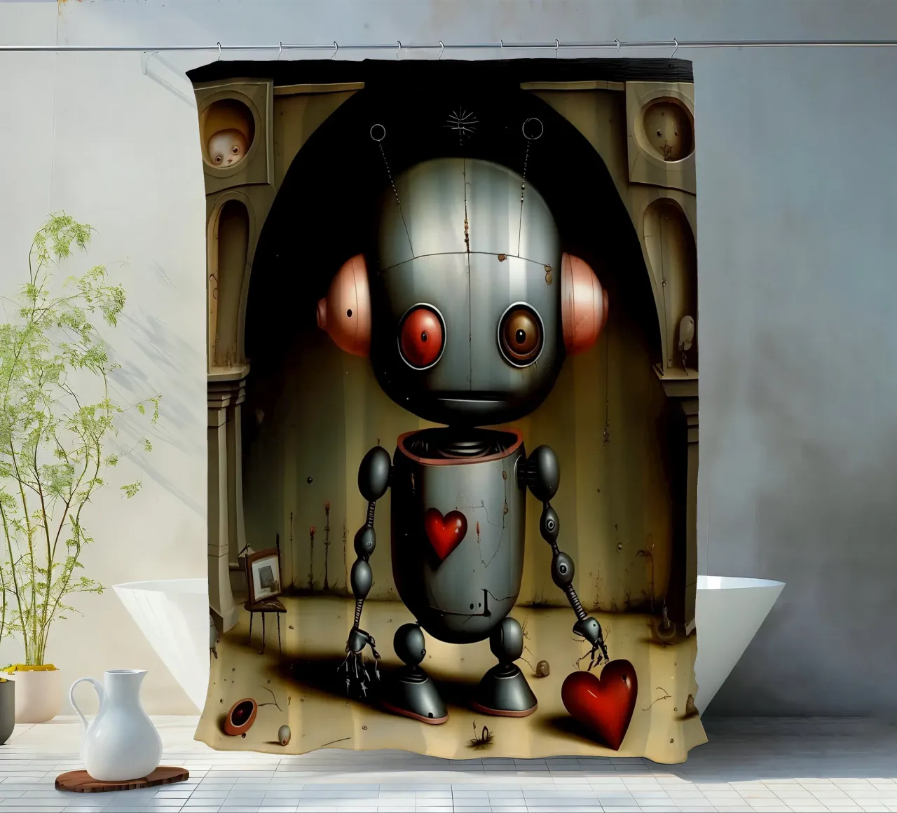 Robot con un cuore_7 tenda da doccia da Pink- und LoveArt by LK