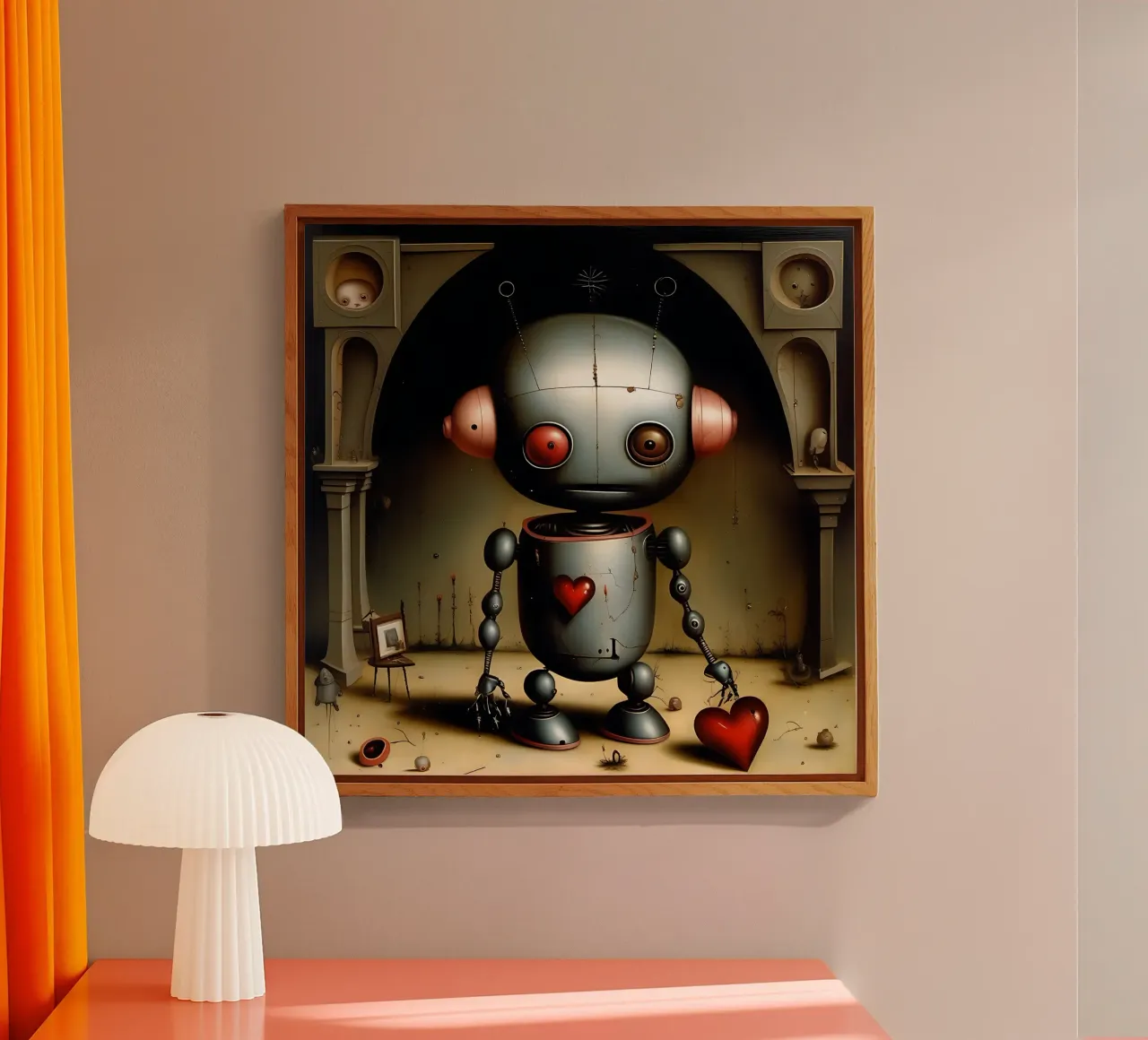 Roboter mit Herz_7 Acryl-Glas von Pink- und LoveArt by LK