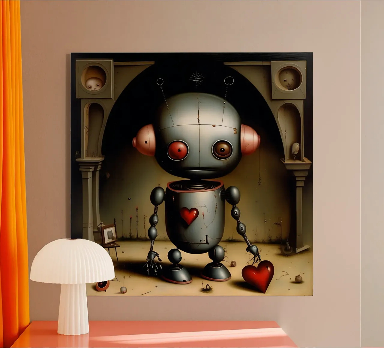 Robot con un cuore_7 plexiglass da Pink- und LoveArt by LK