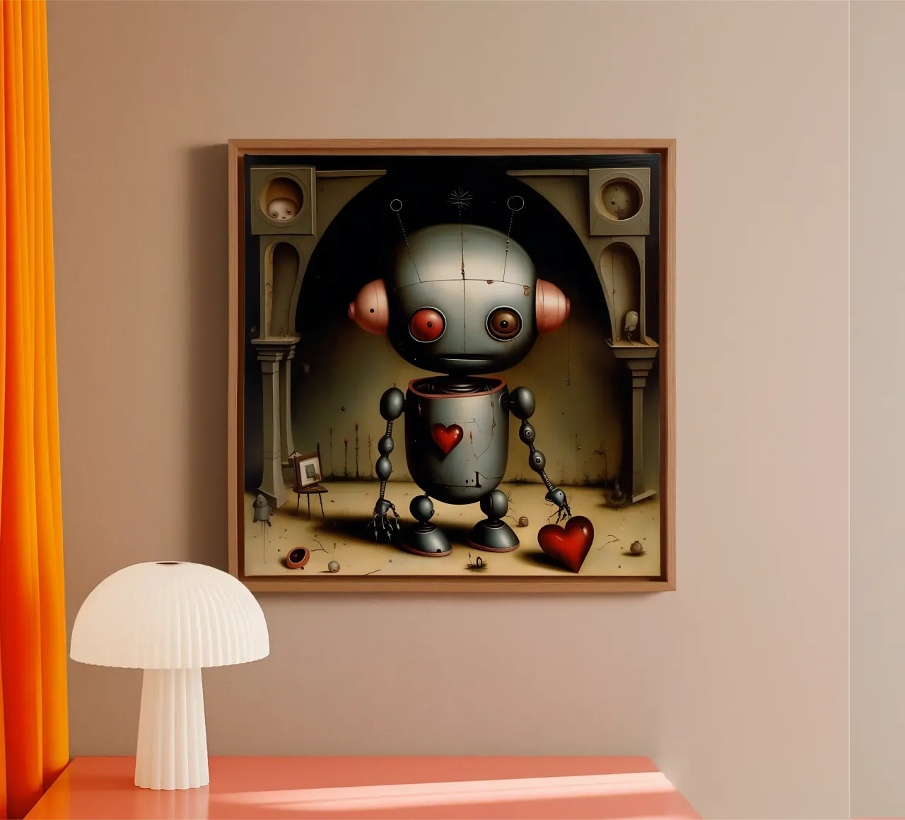 Robot con un cuore_7 tela da Pink- und LoveArt by LK