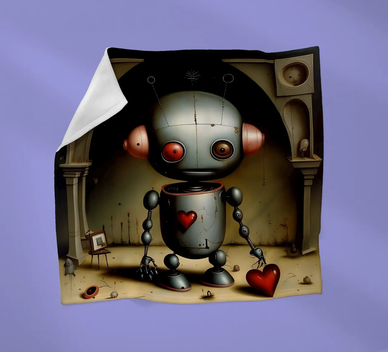 Robot con un cuore_7 coperta in pile da Pink- und LoveArt by LK