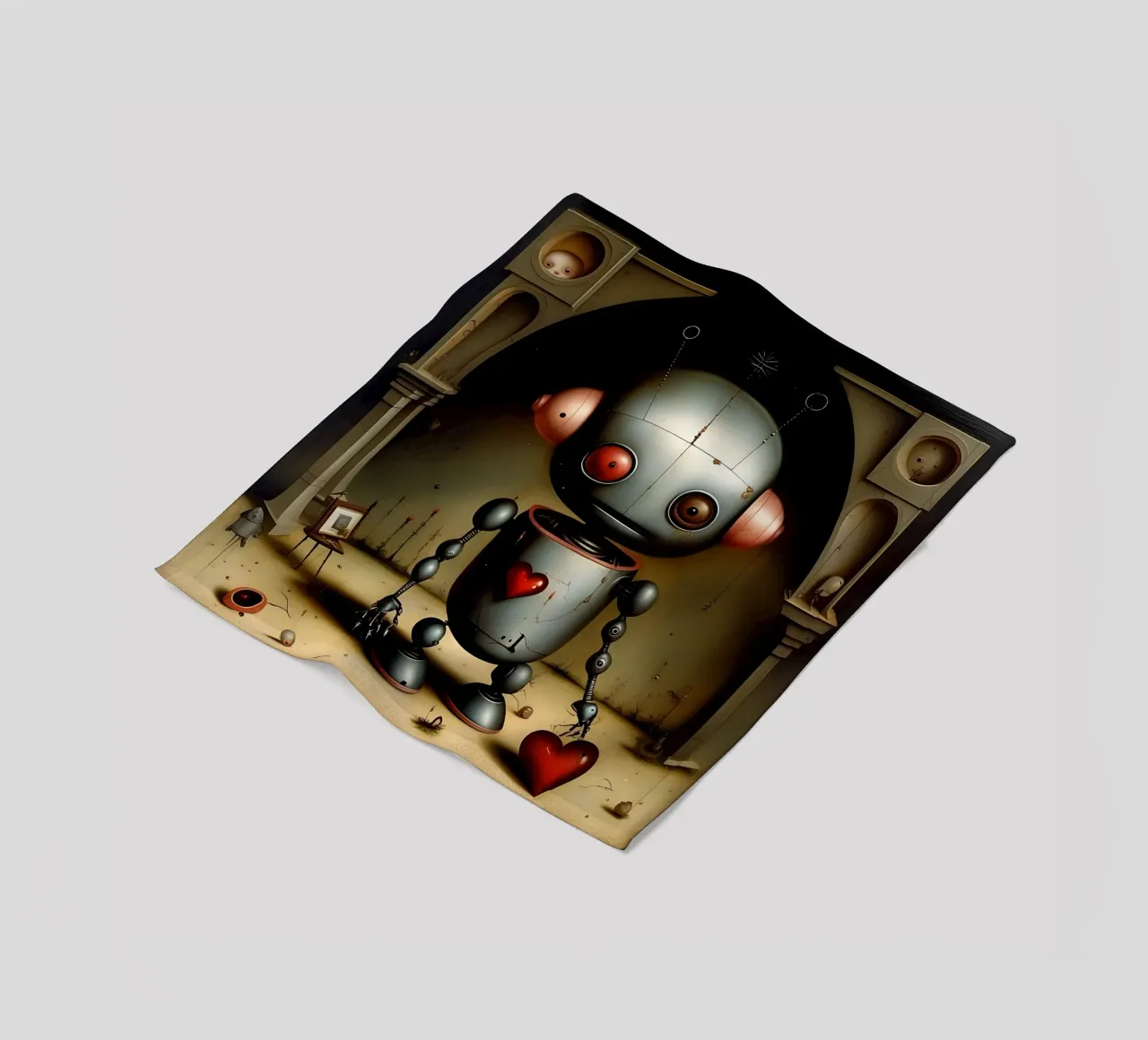 Robot con un cuore_7 coperta in pile da Pink- und LoveArt by LK