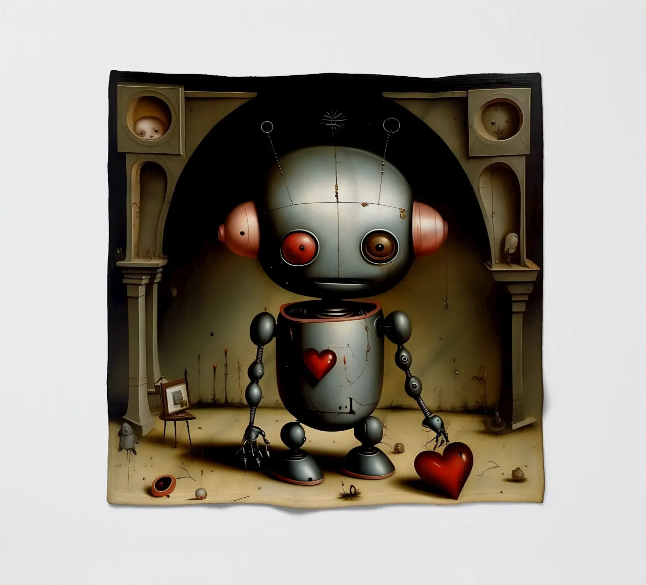 Robot con un cuore_7 coperta in pile da Pink- und LoveArt by LK