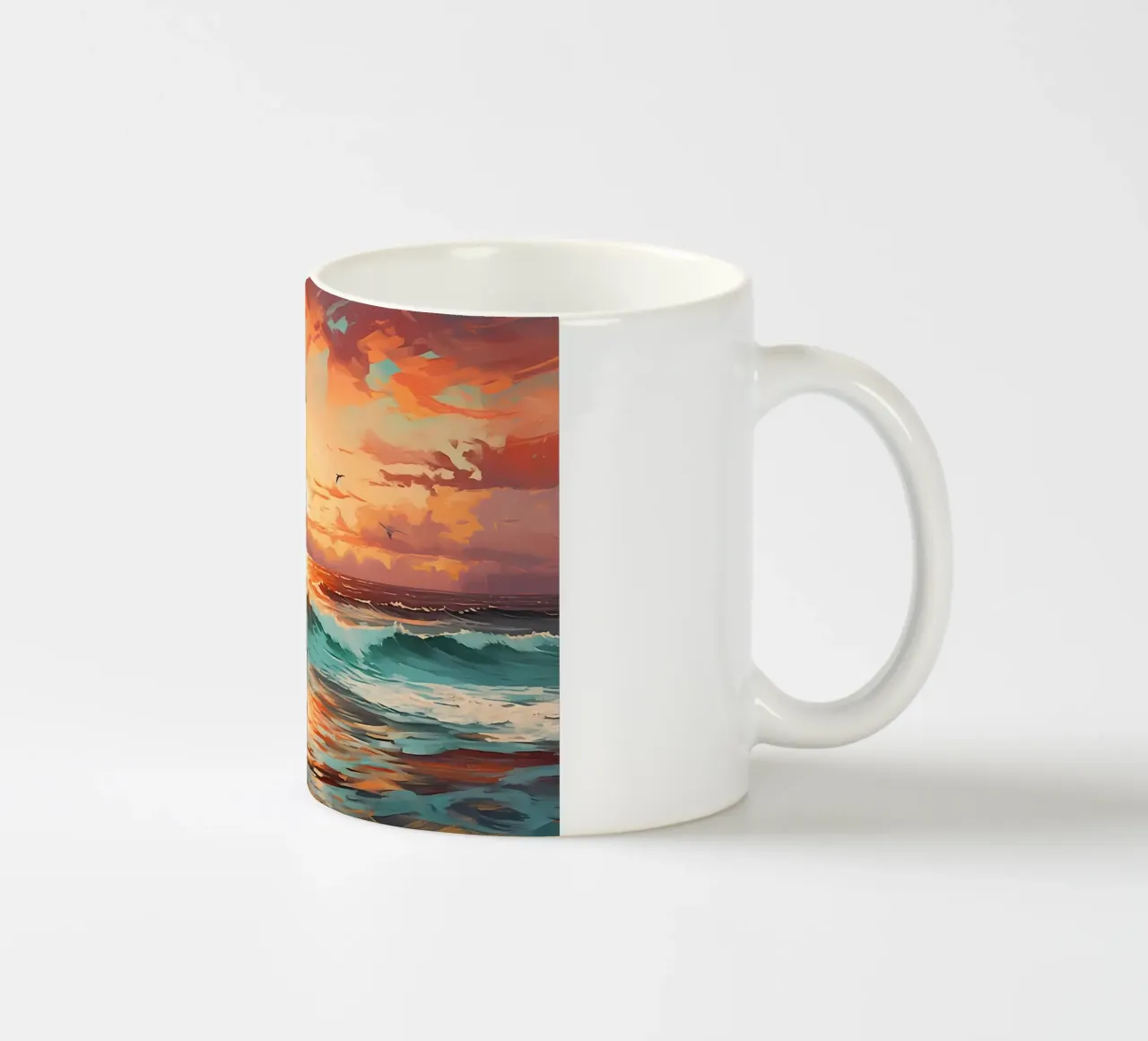 Pittura dell'oceano al tramonto tazza in ceramica da Bartosz Powalka