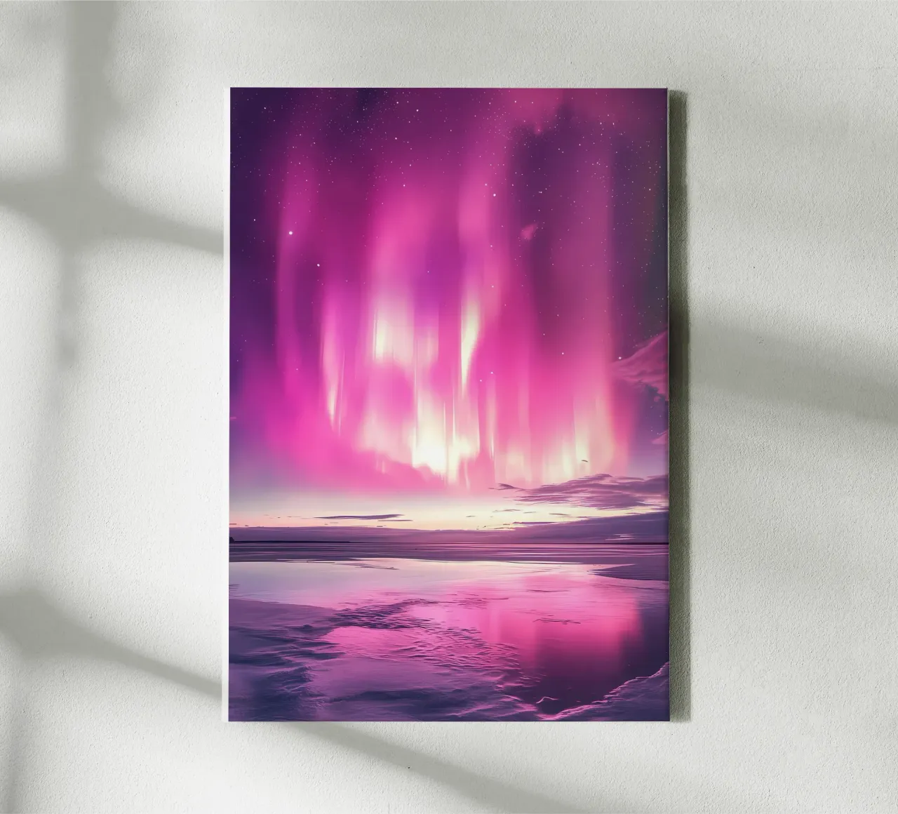 Roze noorderlicht canvas met Baklijst van Matthew Katz