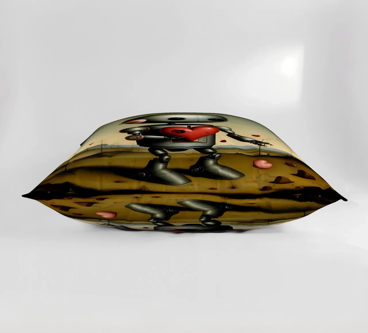 Robot con un cuore_8 cuscino da Pink- und LoveArt by LK