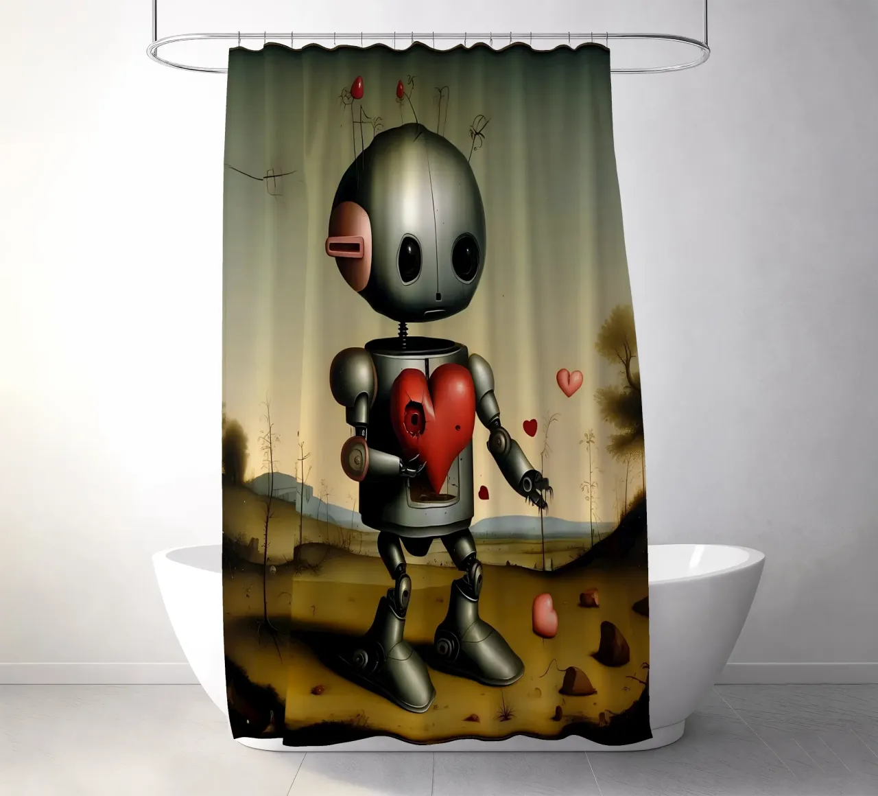 Robot con un cuore_8 tenda da doccia da Pink- und LoveArt by LK