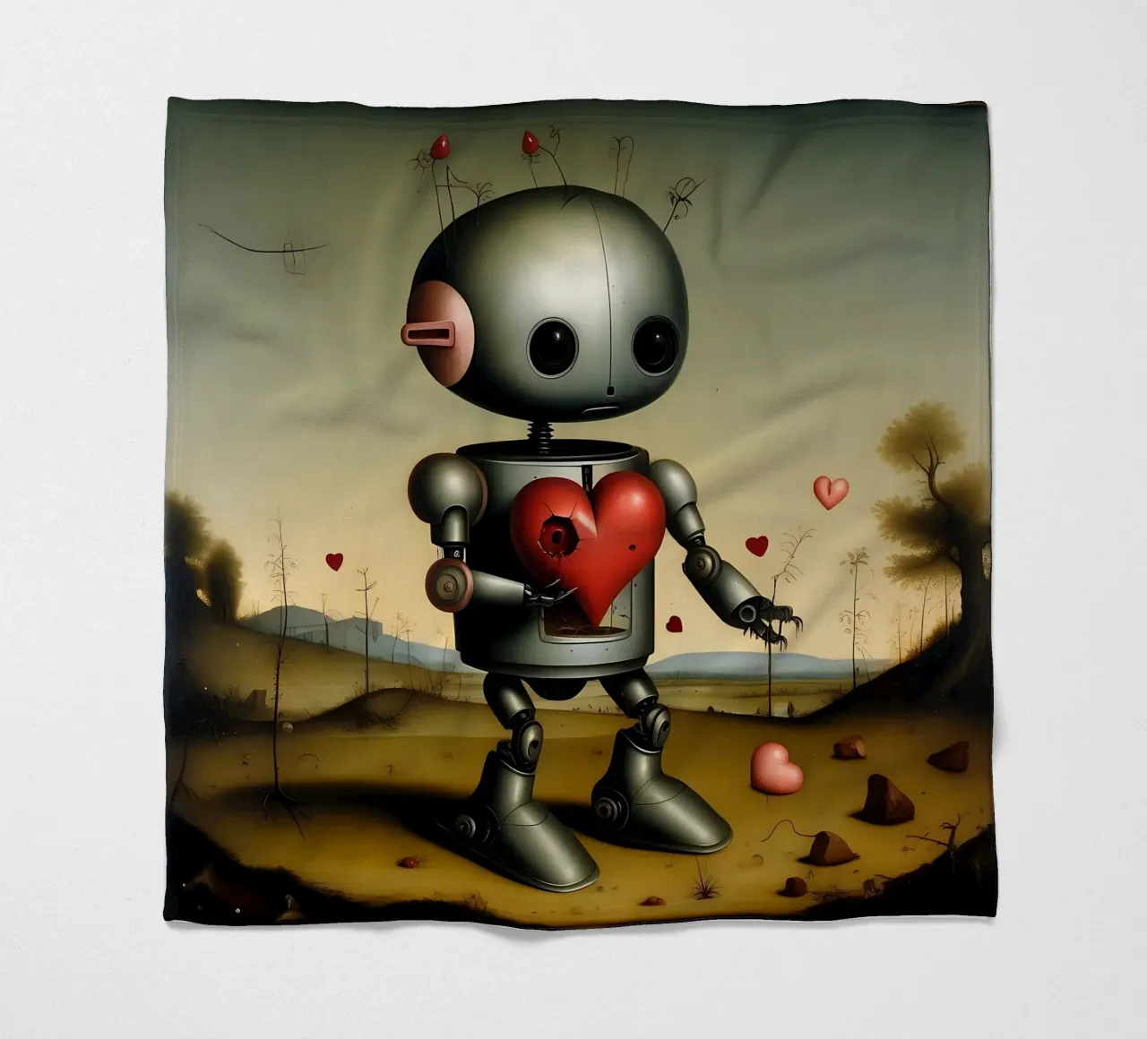 Robot con un cuore_8 coperta in pile da Pink- und LoveArt by LK
