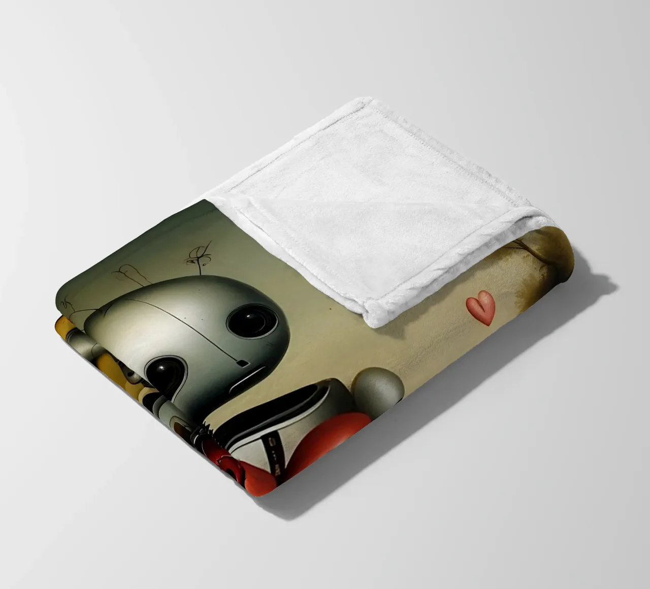 Robot con un cuore_8 coperta in pile da Pink- und LoveArt by LK