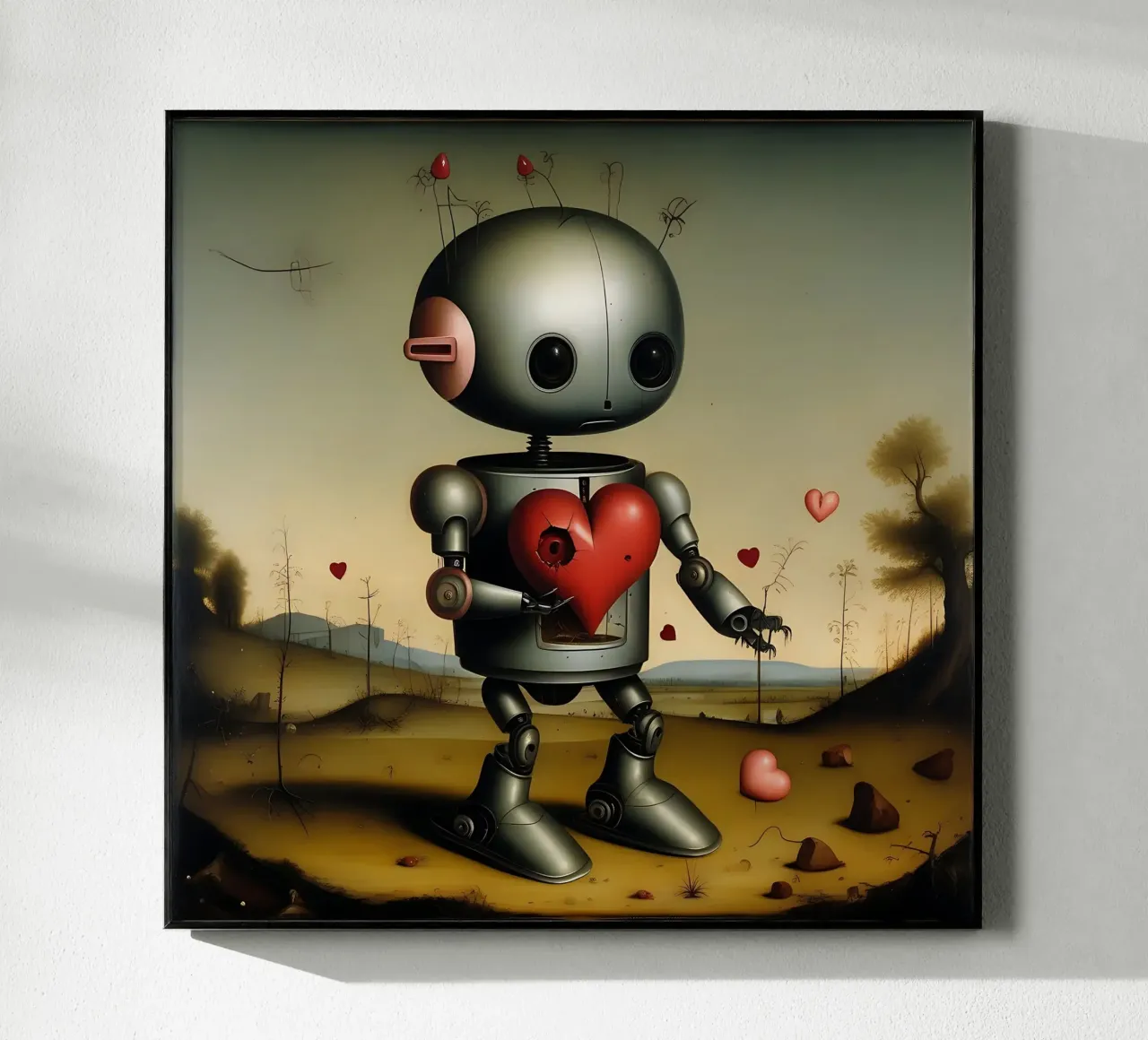 Robot con un cuore_8 plexiglass da Pink- und LoveArt by LK