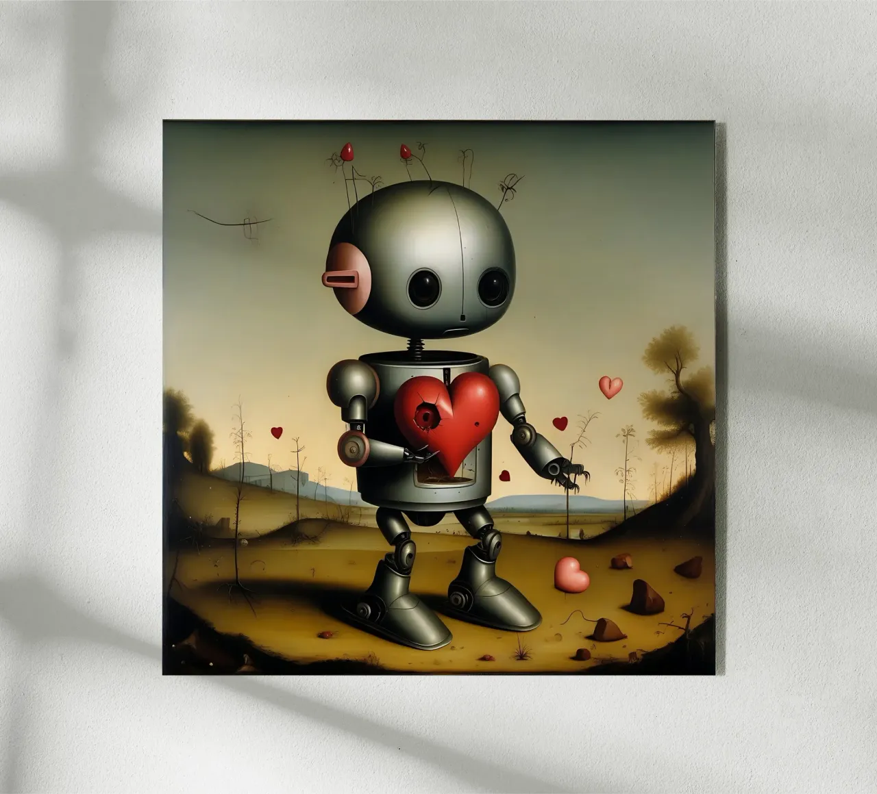 Robot con un cuore_8 plexiglass da Pink- und LoveArt by LK