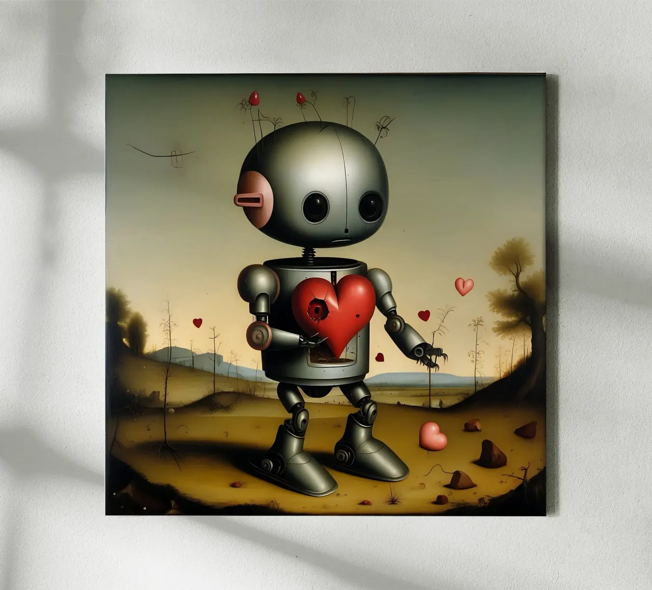 Robot con un cuore_8 tela da Pink- und LoveArt by LK