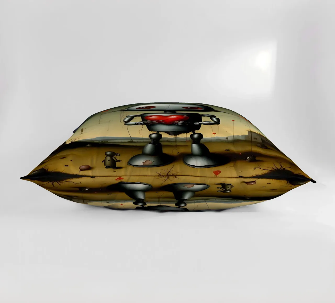 Robot con un cuore_9 cuscino da Pink- und LoveArt by LK