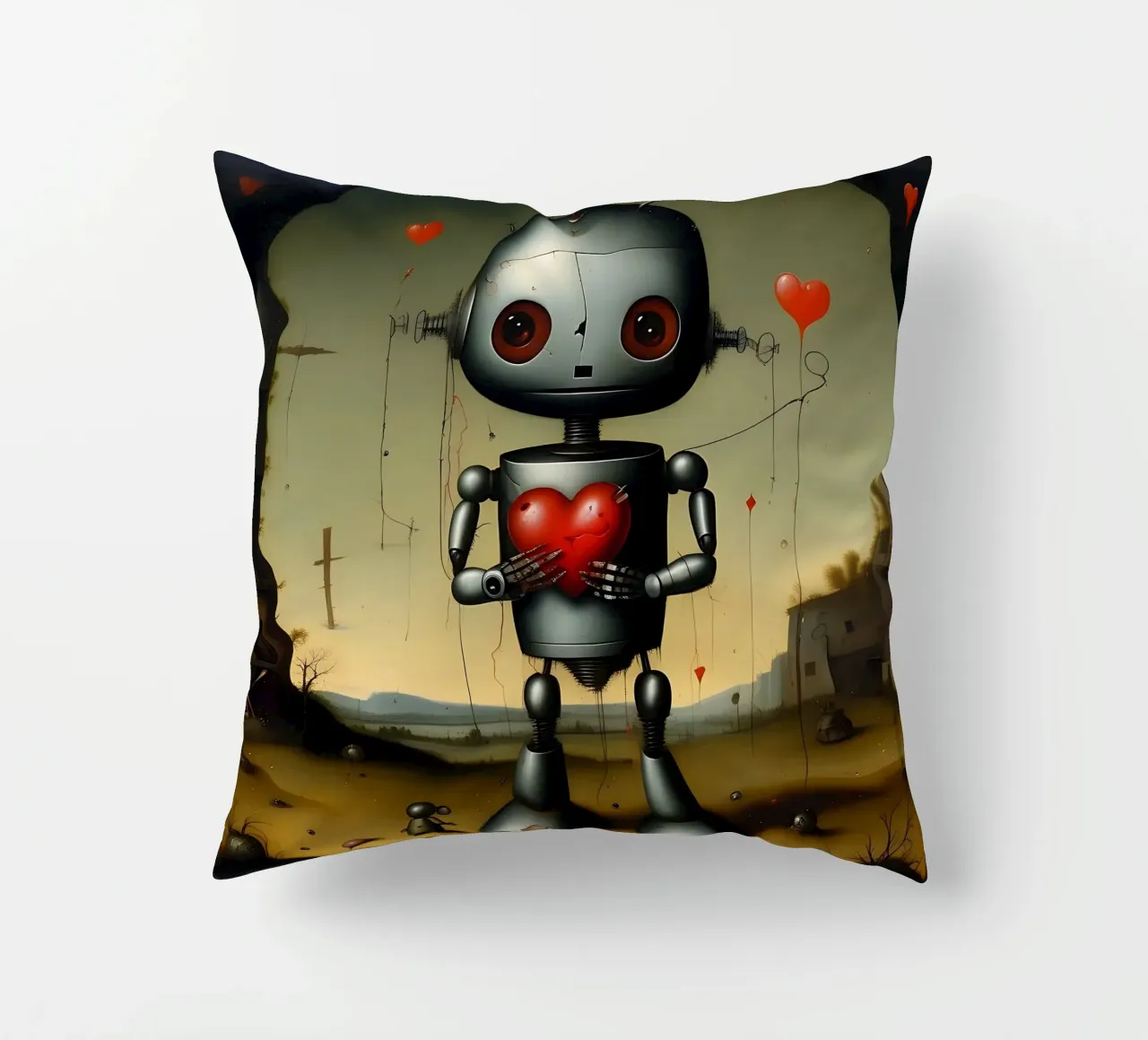Roboter mit Herz_9 Kissen von Pink- und LoveArt by LK