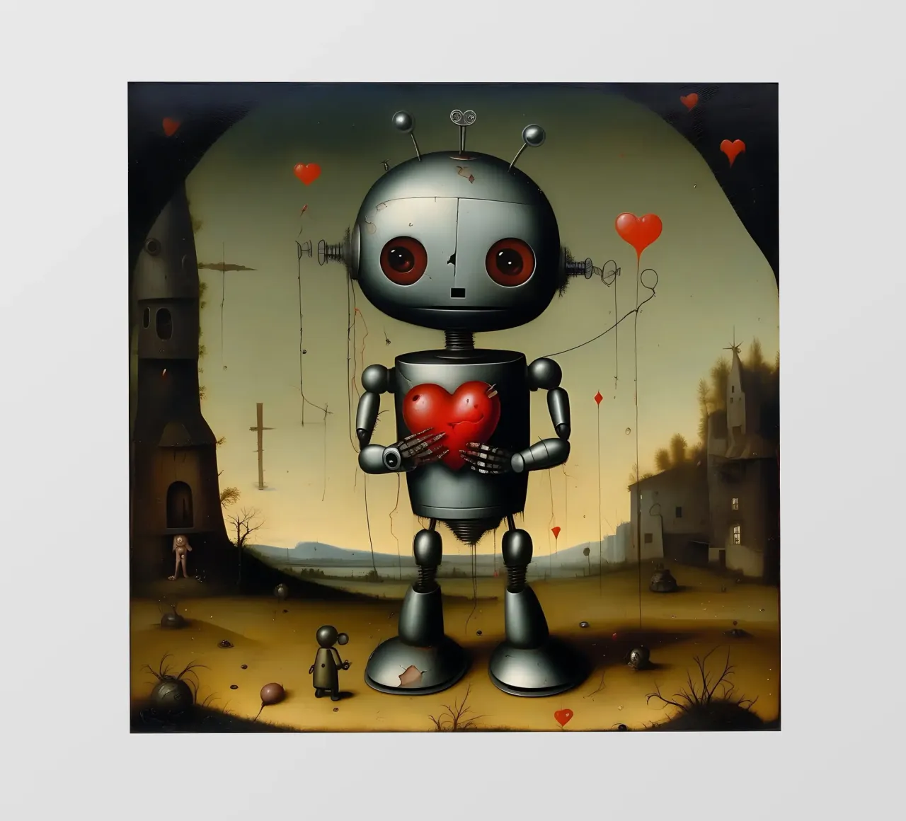 Robot con un cuore_9 telo in pvc da Pink- und LoveArt by LK