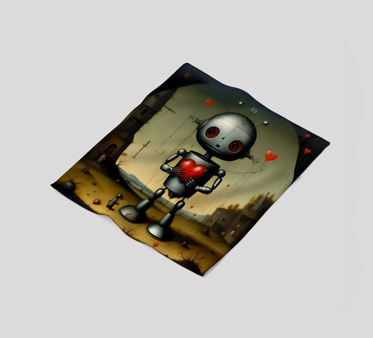 Robot con un cuore_9 coperta in pile da Pink- und LoveArt by LK