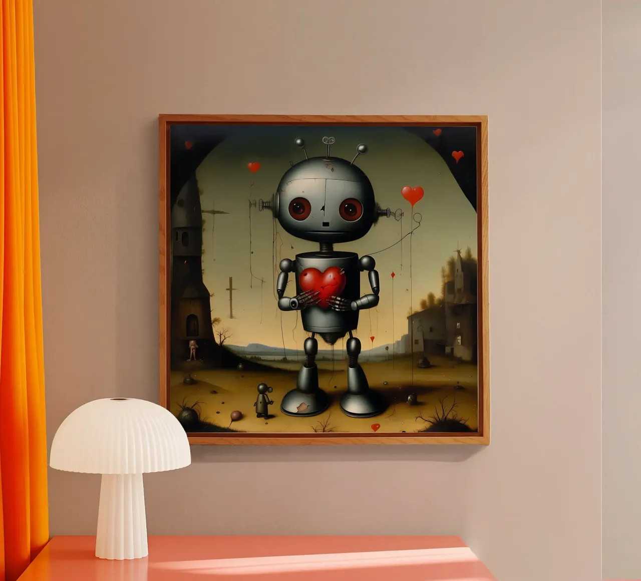 Robot con un cuore_9 plexiglass da Pink- und LoveArt by LK