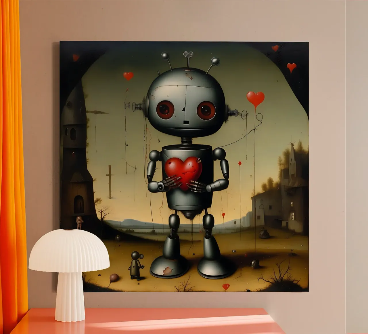 Robots with a heart_9 canvas by Pink- und LoveArt by LK