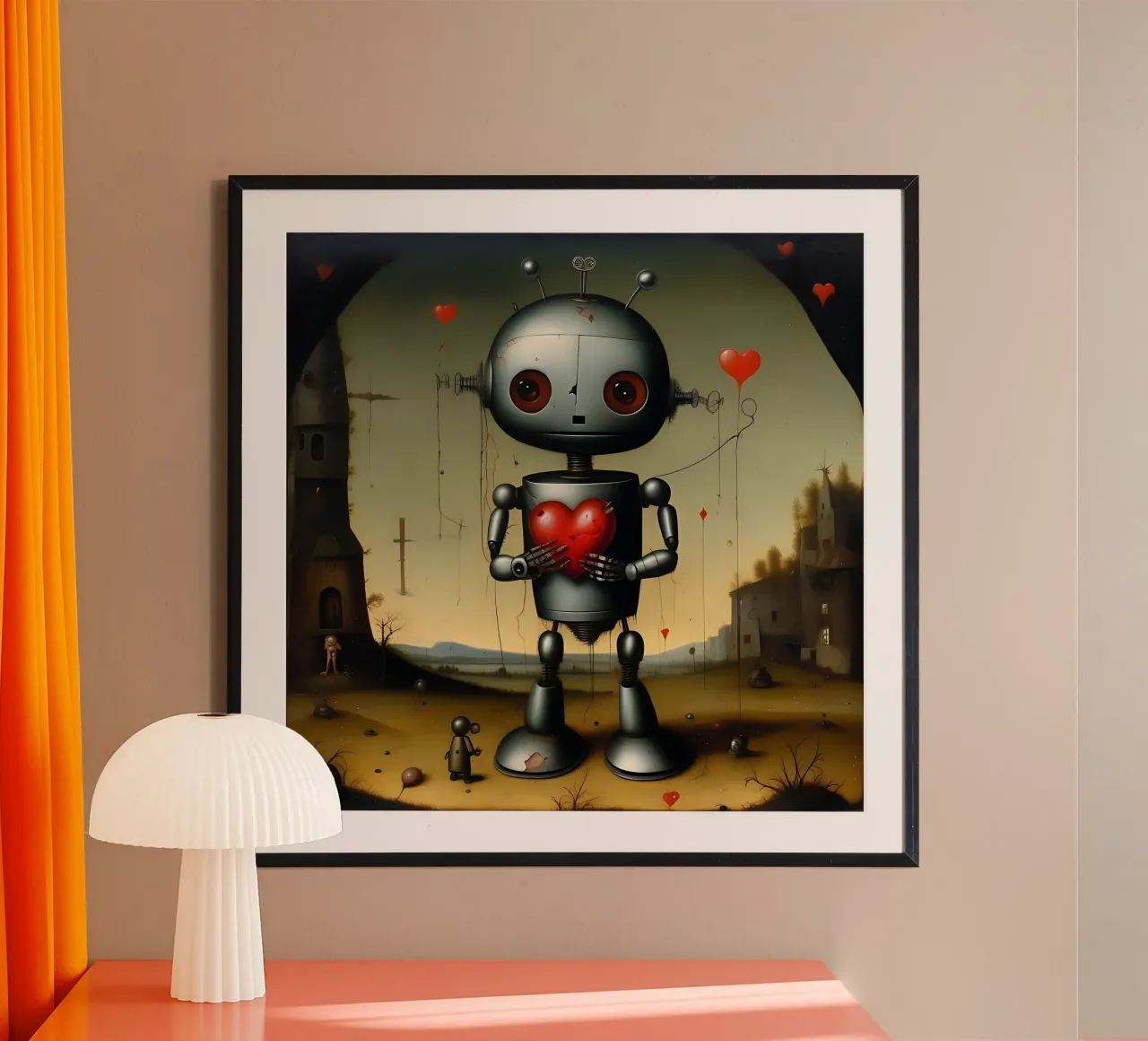 Robot con un cuore_9 poster da Pink- und LoveArt by LK