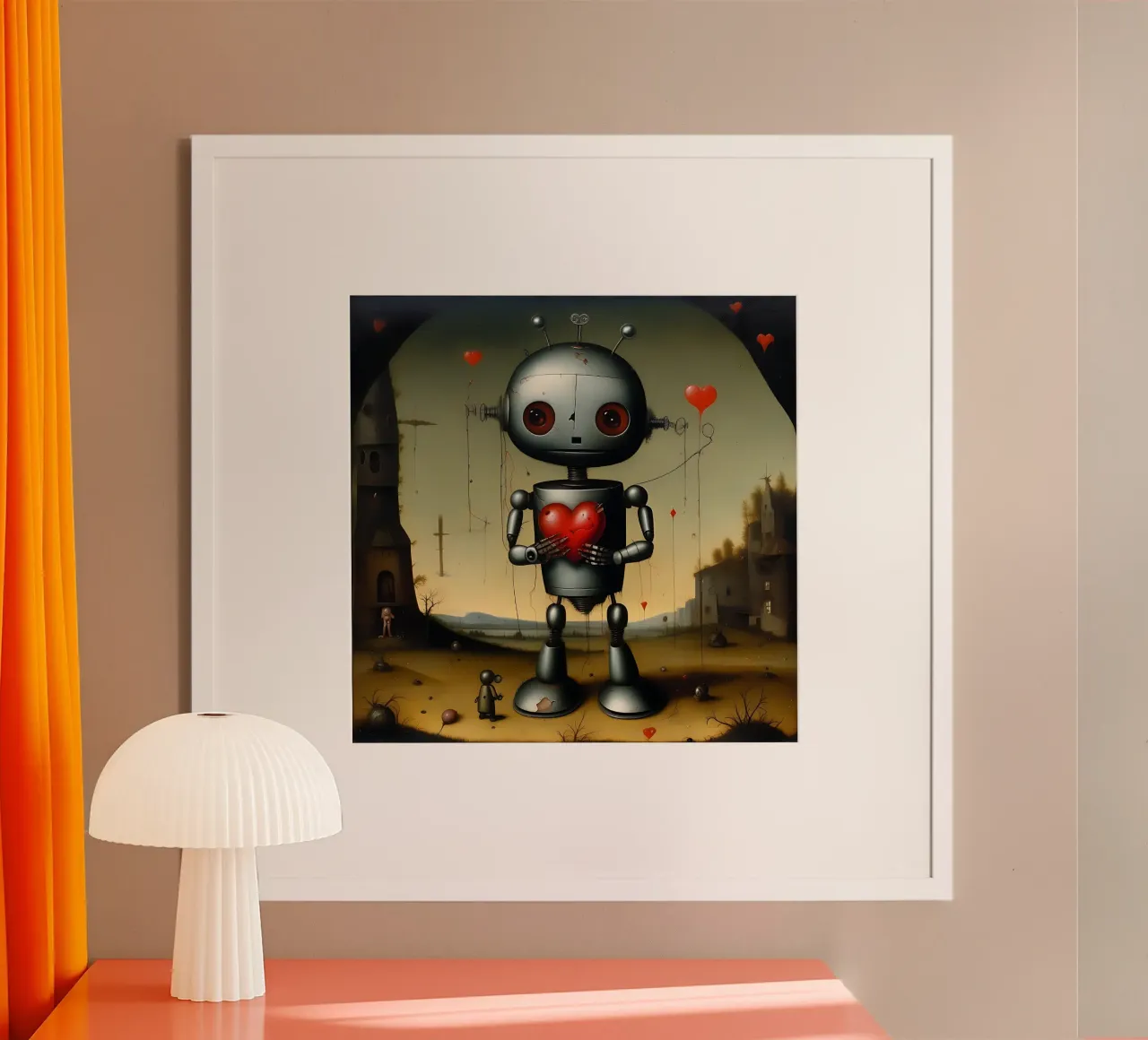 Robot con un cuore_9 poster da Pink- und LoveArt by LK