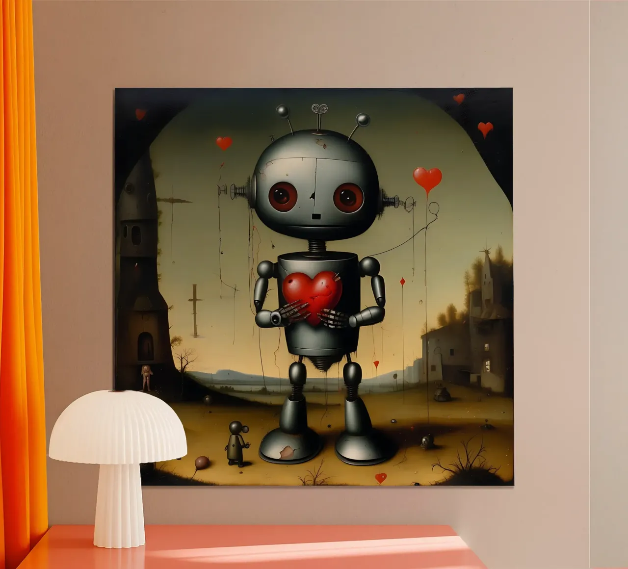 Robot con un cuore_9 carta hahnemühle da Pink- und LoveArt by LK