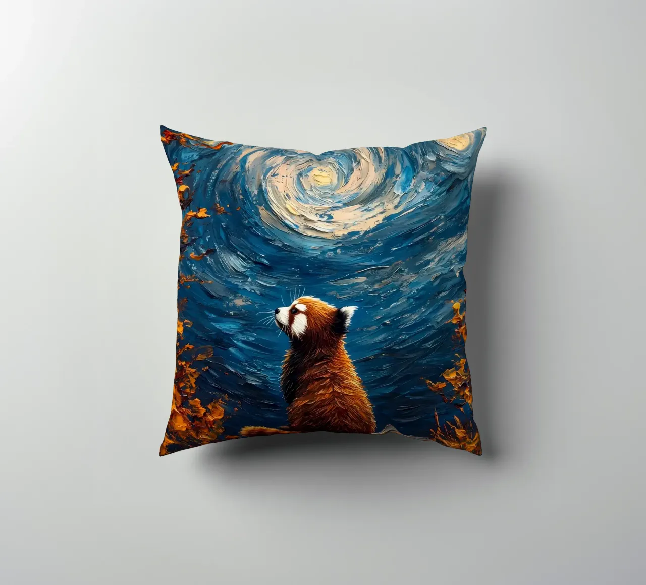 Panda rosso Notte stellata cuscino da Adrian Patel