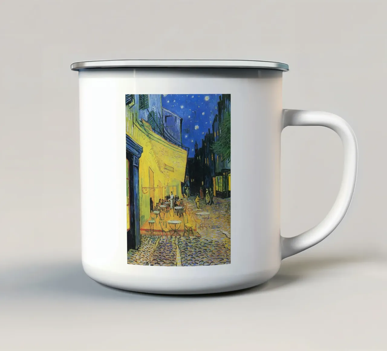 Terrazza del caffè di notte di Vincent van Gogh (1888) tazza in smalto da Venus Art