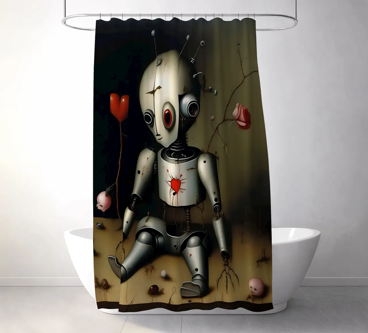 Robot con un cuore_10 tenda da doccia da Pink- und LoveArt by LK