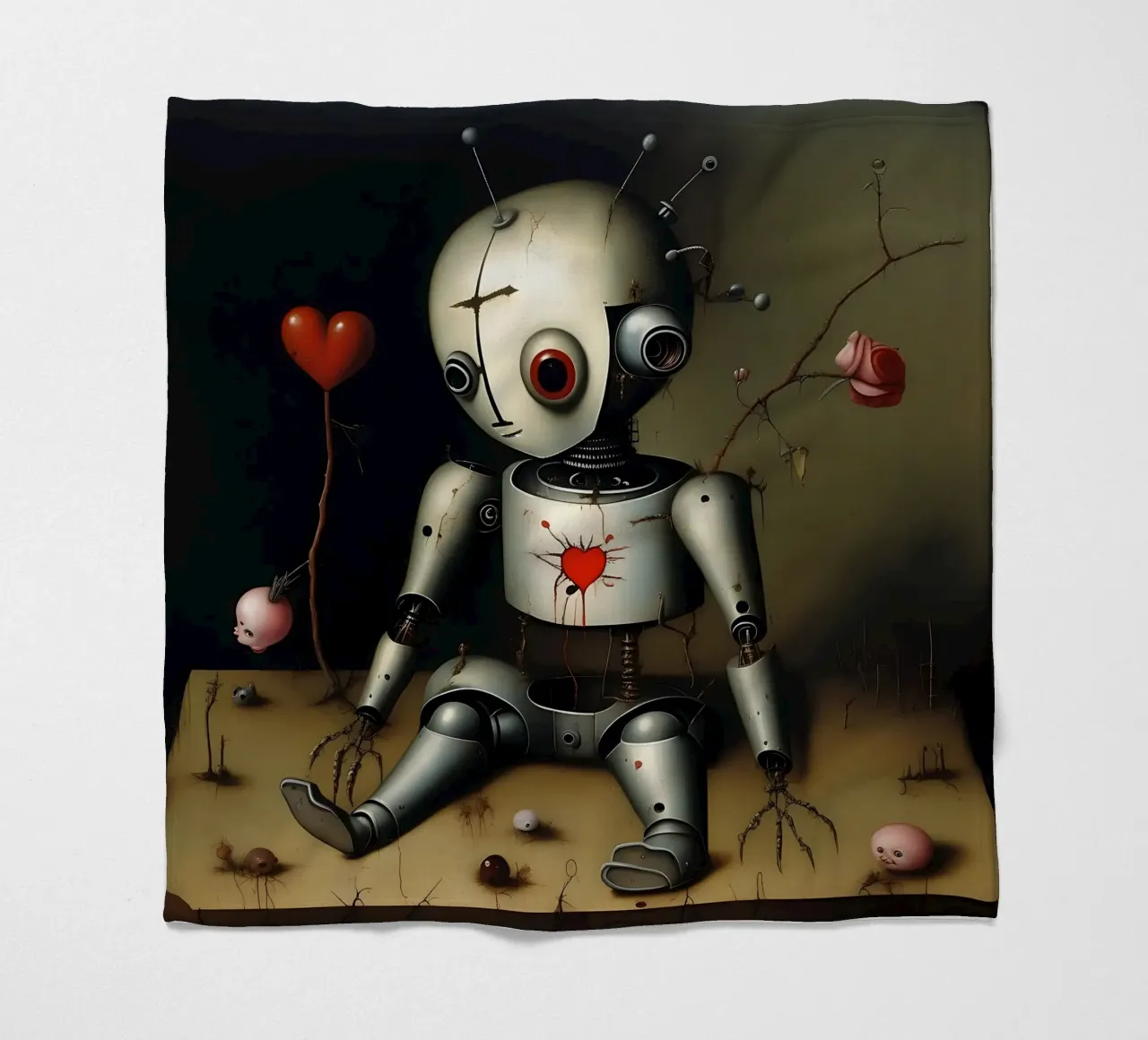 Robots con corazón_10 manta de franela de Pink- und LoveArt by LK