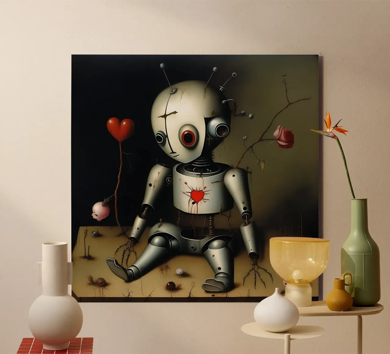 Robot con un cuore_10 pannello forex da Pink- und LoveArt by LK