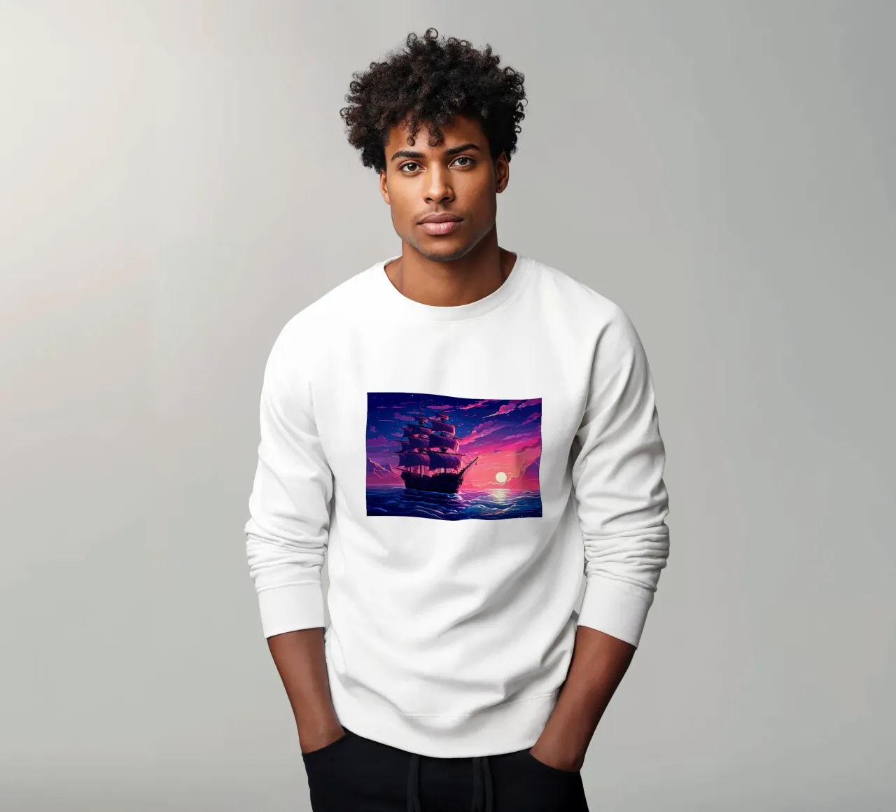 Velas de barco Pixel Art retro sudadera de Bartosz Powalka