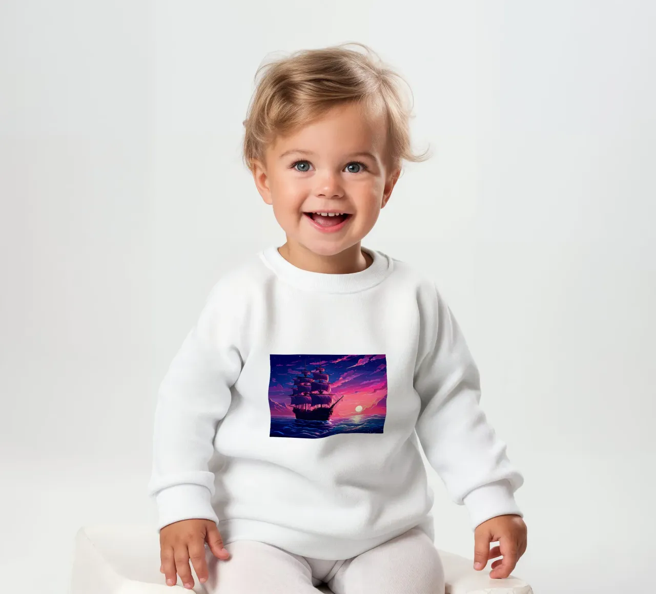 Ship Sails Retro Pixel Art baby sweatshirt by Bartosz Powalka