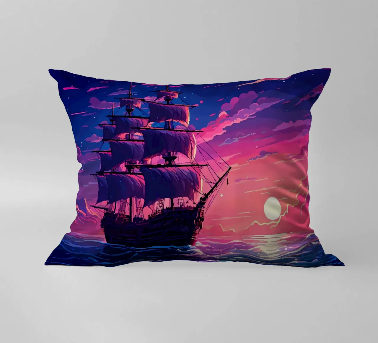 Ship Sails Retro Pixel Art decorative cushion by Bartosz Powalka