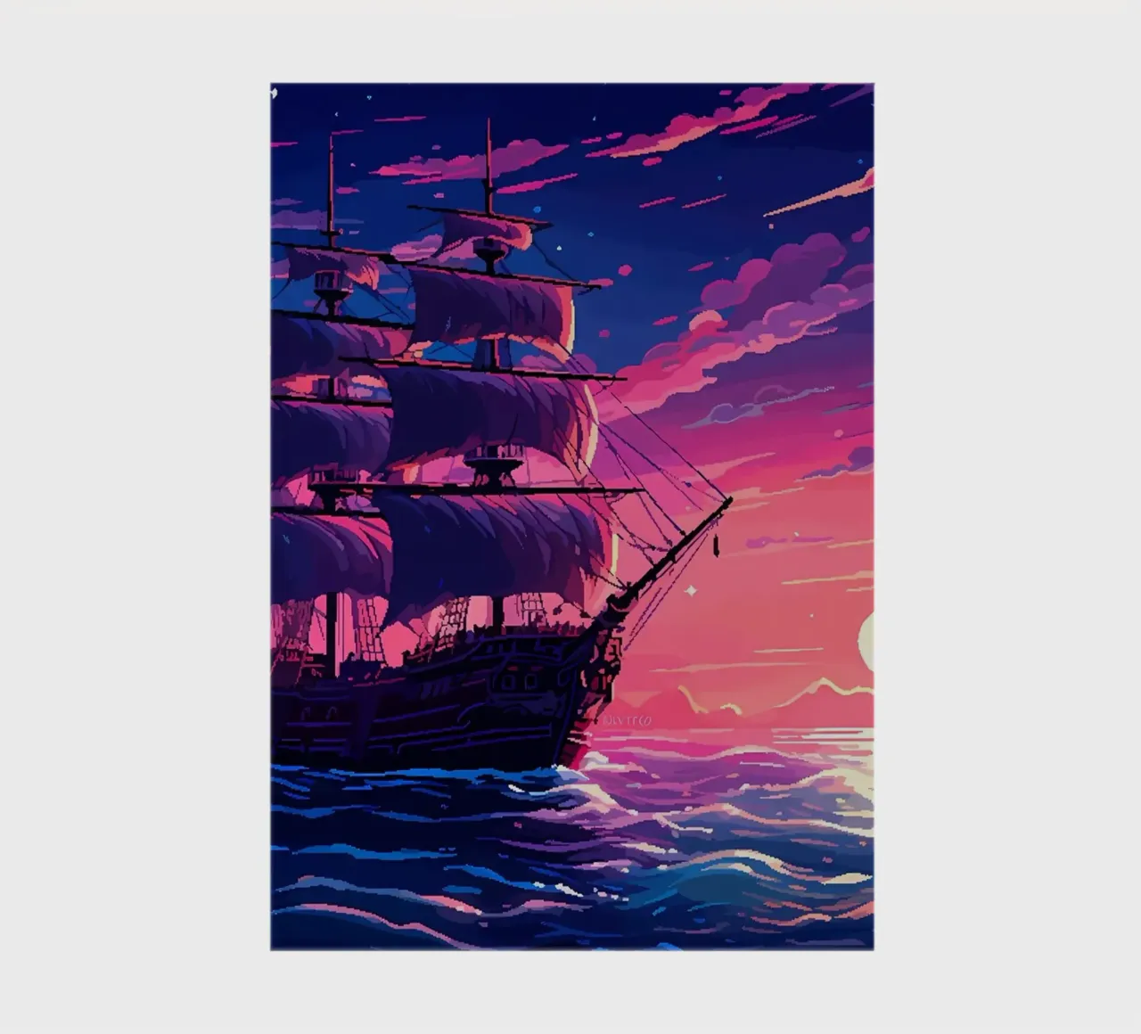Ship Sails Retro Pixel Art notebook by Bartosz Powalka