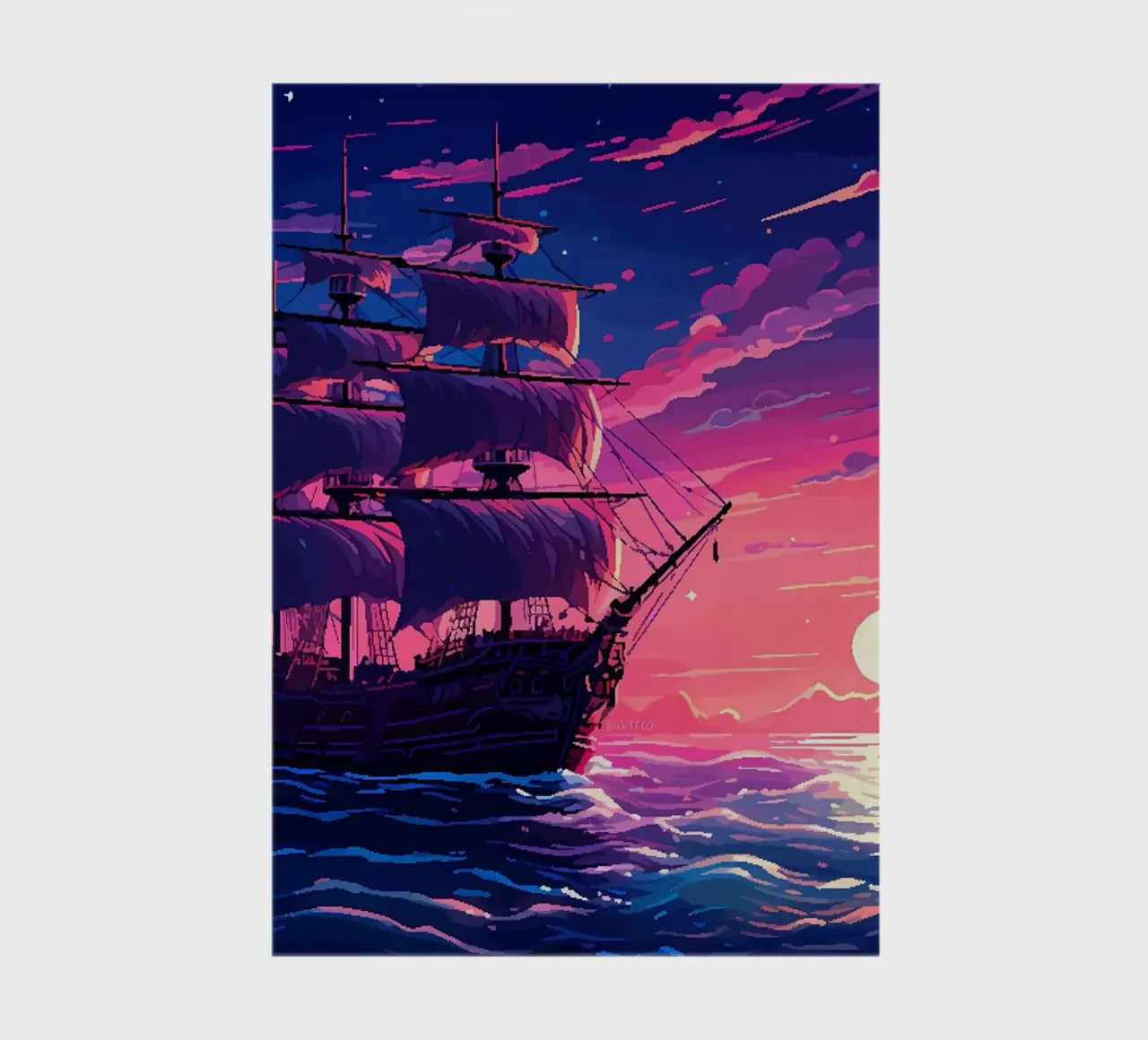 Ship Sails Retro Pixel Art carnet de notes de Bartosz Powalka