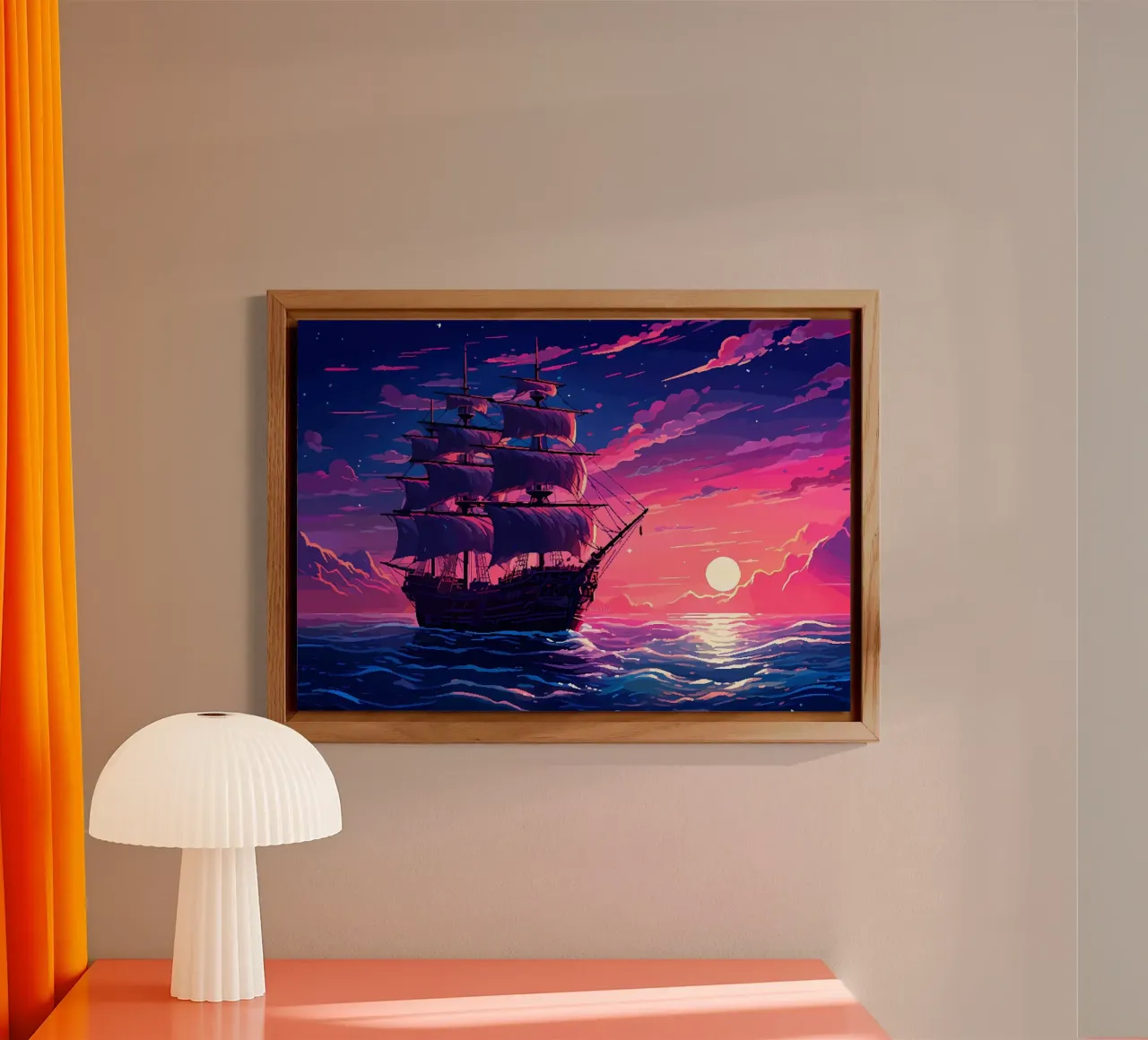 Ship Sails Retro Pixel Art alu dibond de Bartosz Powalka