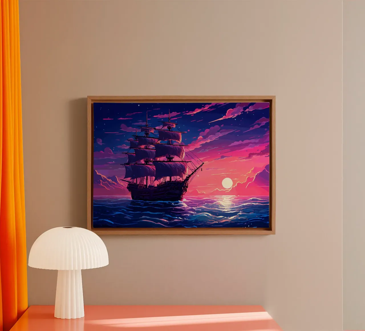 Ship Sails Retro Pixel Art canvas by Bartosz Powalka