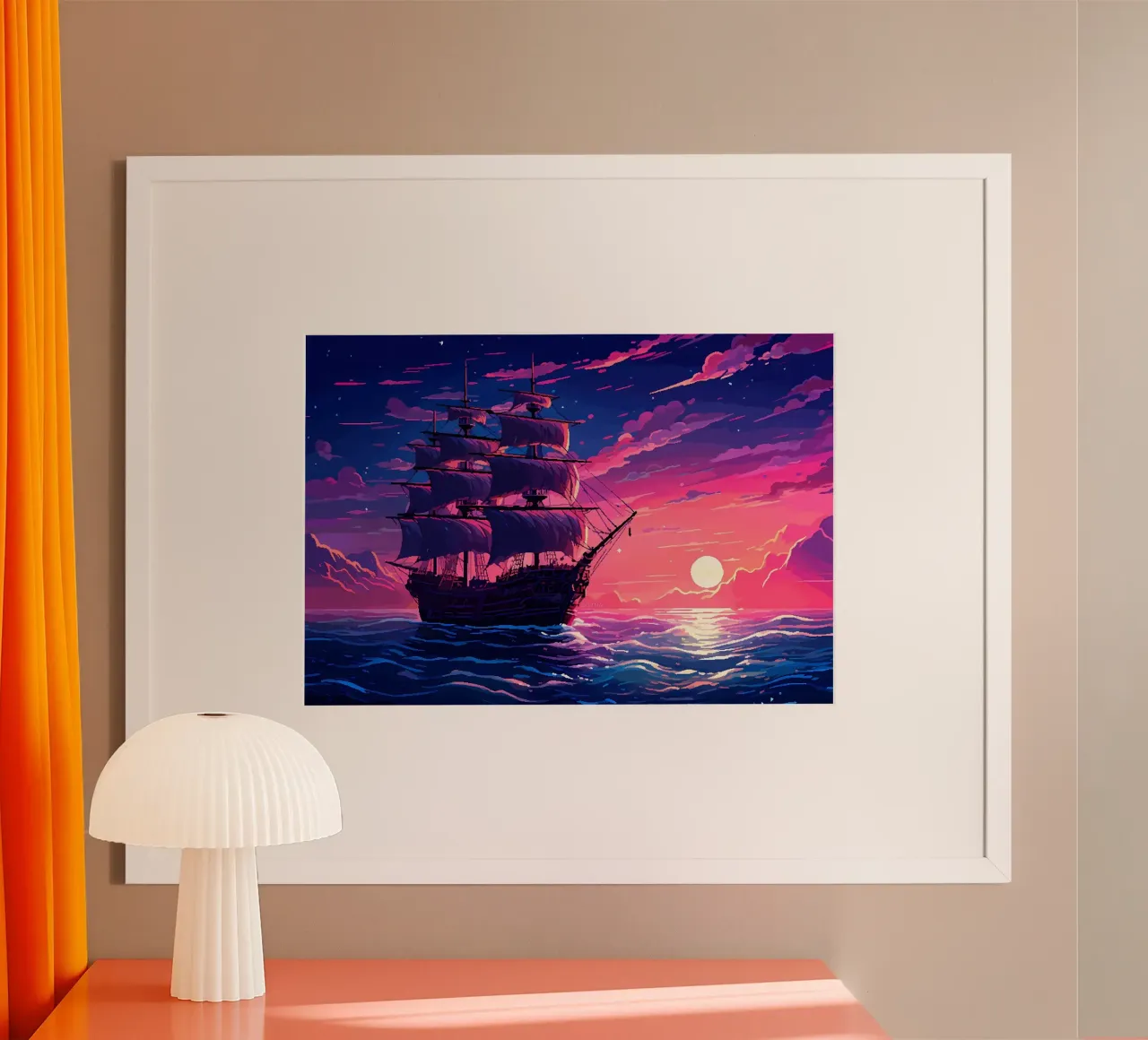 Vele di nave Arte Pixel Retrò poster da Bartosz Powalka
