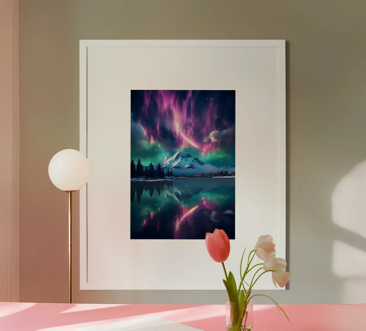 Aurora Borealis Mountains hahnemühle by Matthew Katz