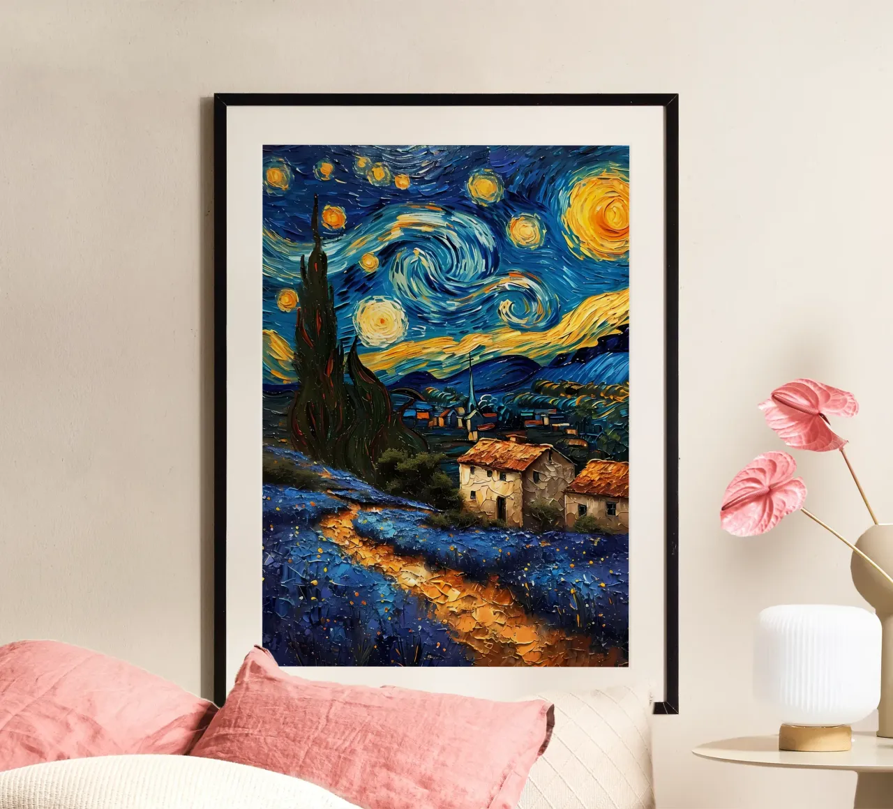 Paesaggio di Van Gogh poster con telaio in plastica da Adrian Patel