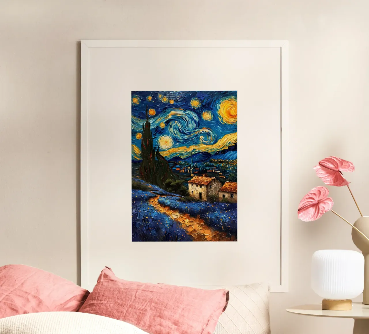 Paesaggio di Van Gogh poster con telaio in plastica da Adrian Patel