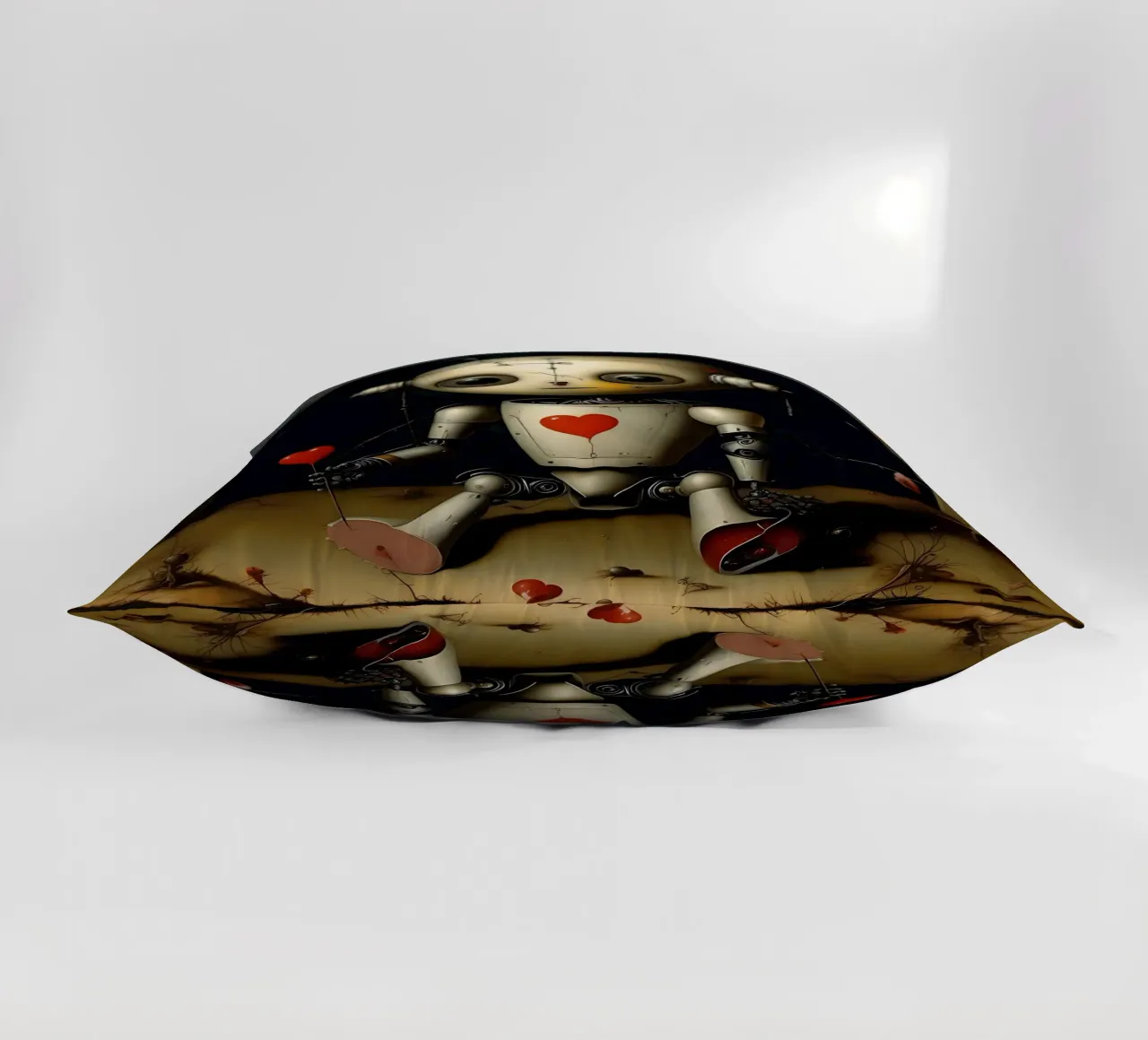 Robot con un cuore_11 cuscino da Pink- und LoveArt by LK