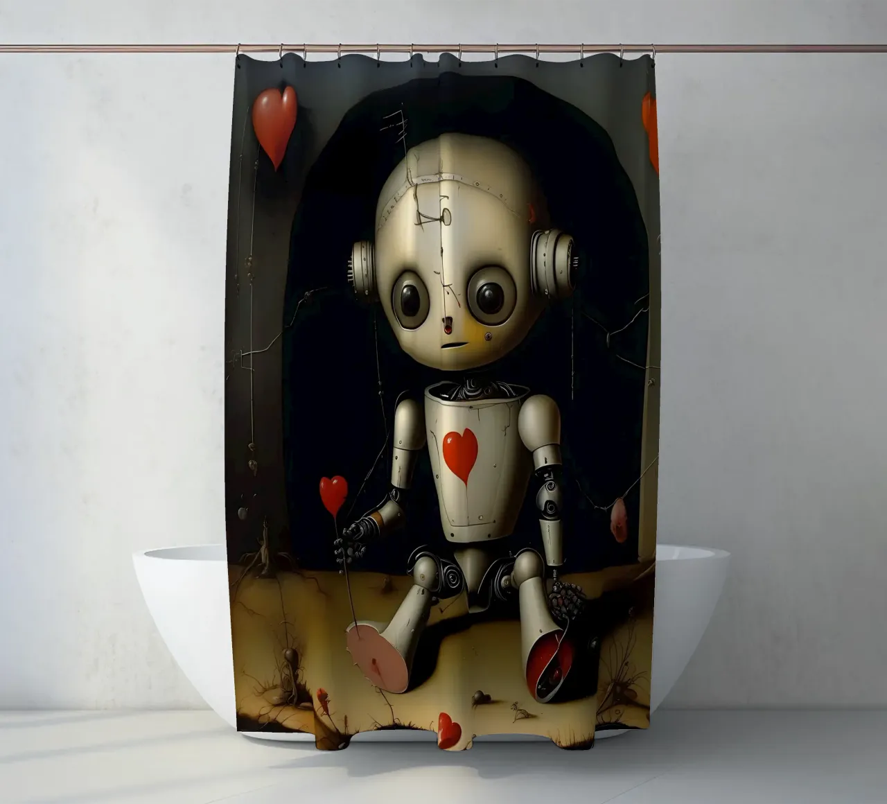 Robot con un cuore_11 tenda da doccia da Pink- und LoveArt by LK