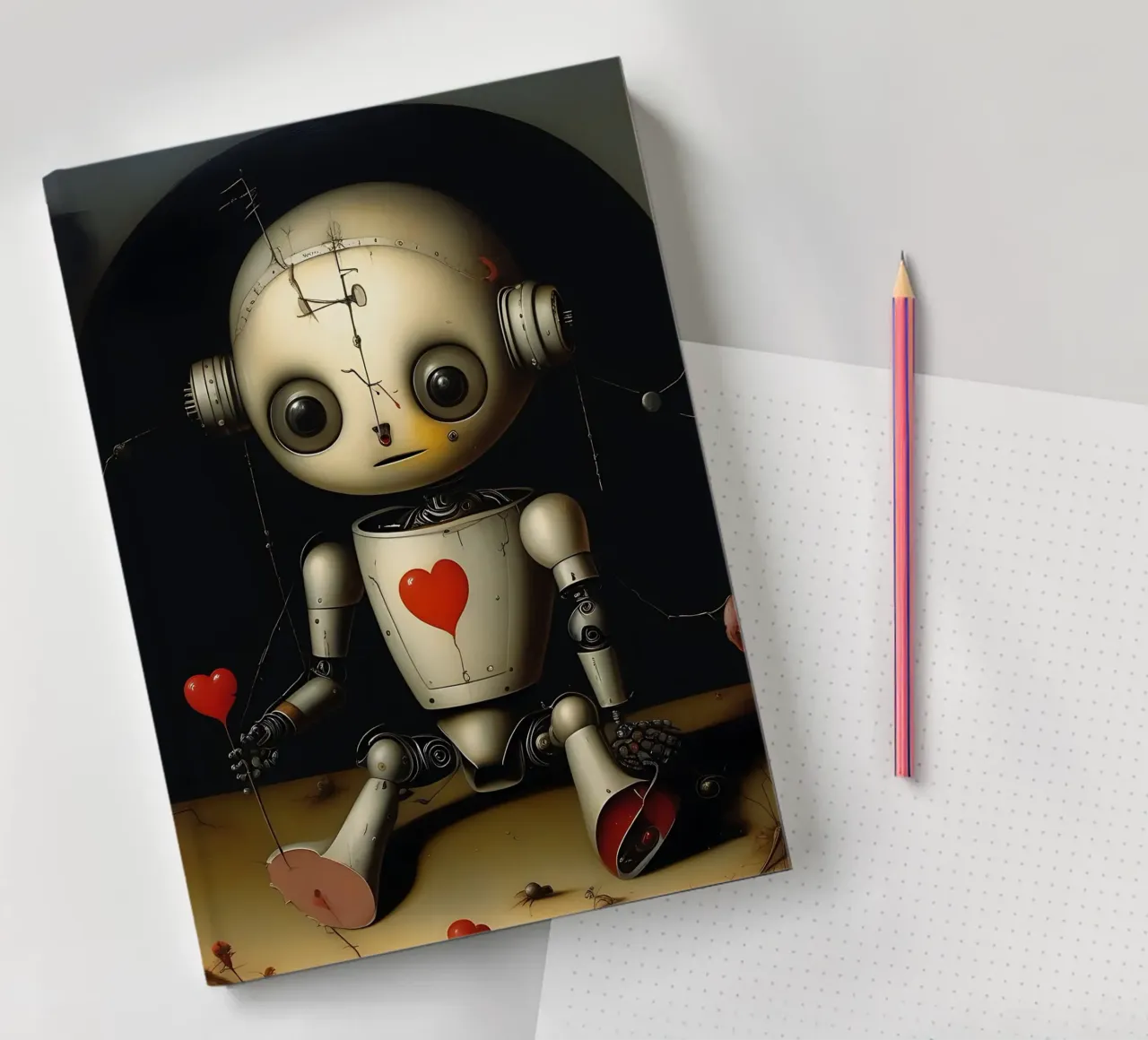 Robots met een hart_11 notitieboek van Pink- und LoveArt by LK