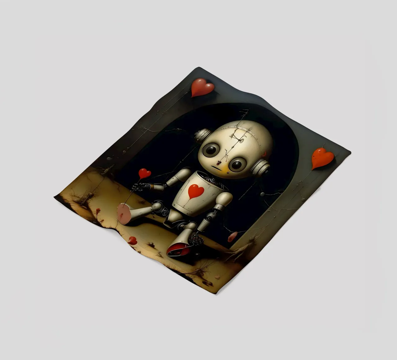 Robot con un cuore_11 coperta in pile da Pink- und LoveArt by LK