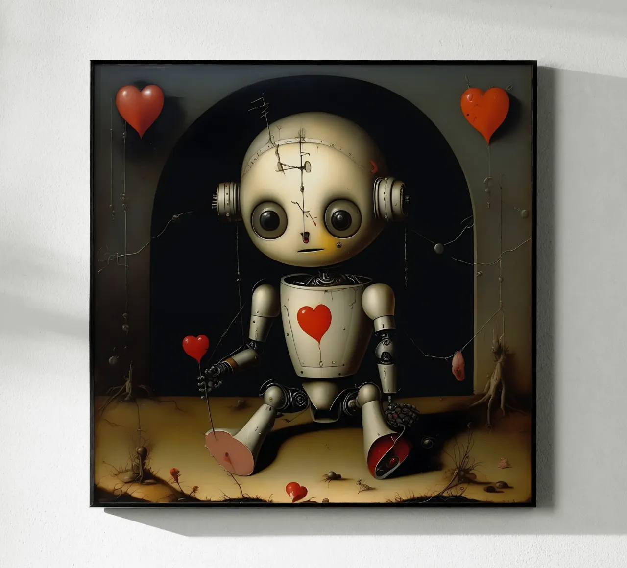 Robot con un cuore_11 plexiglass da Pink- und LoveArt by LK