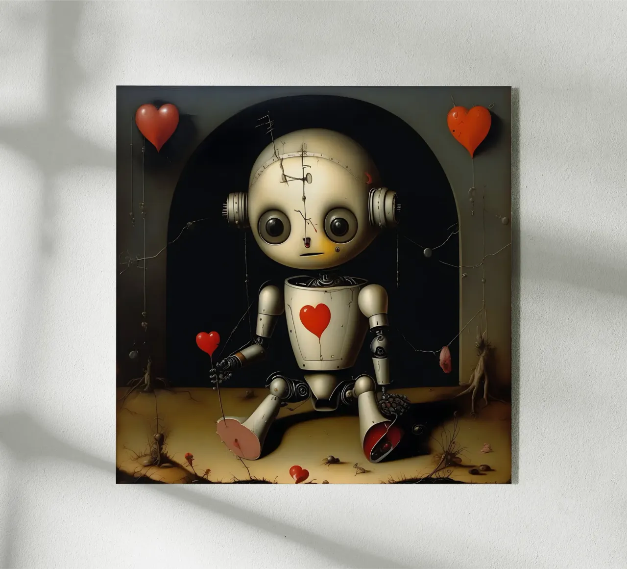 Robot con un cuore_11 plexiglass da Pink- und LoveArt by LK