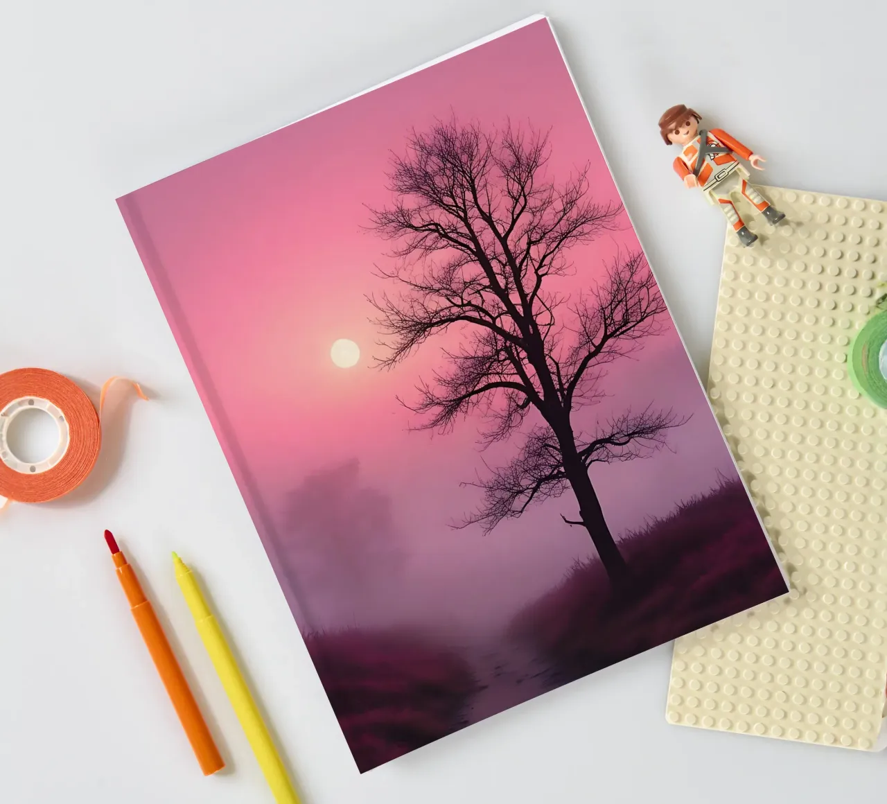 Sunset with fog_1 notebook by Pink- und LoveArt by LK