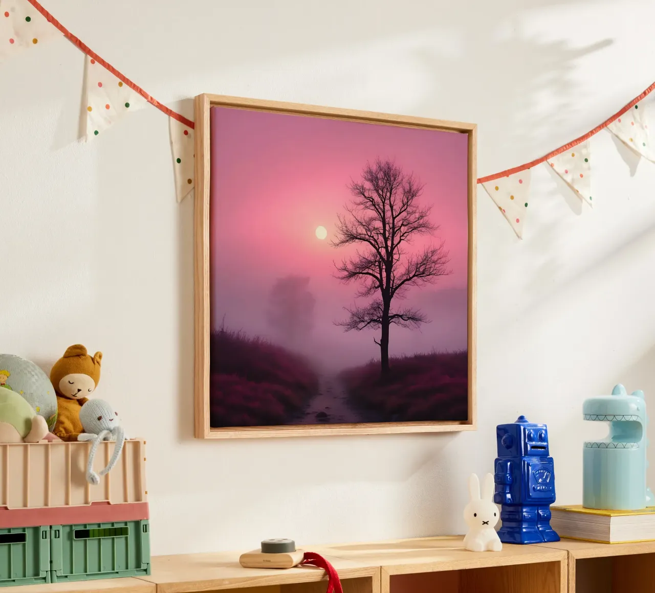 Sunset with fog_1 canvas by Pink- und LoveArt by LK