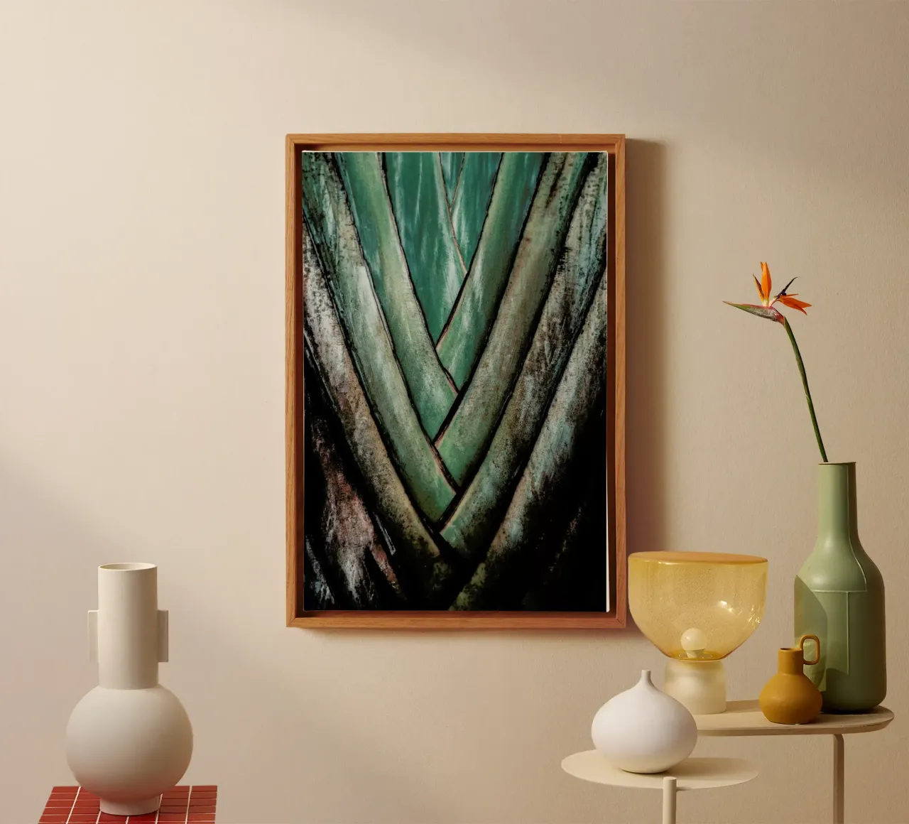 Travellers Palm canvas with Floater frame by Flora & Fauna